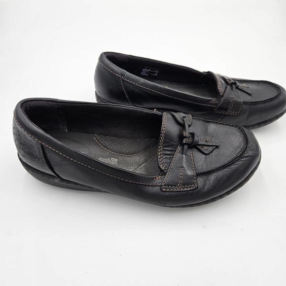 Clarks Collection Soft Cushion Black Ashland Bubble Loafer Wedge Heel Size 8 - Picture 11 of 11